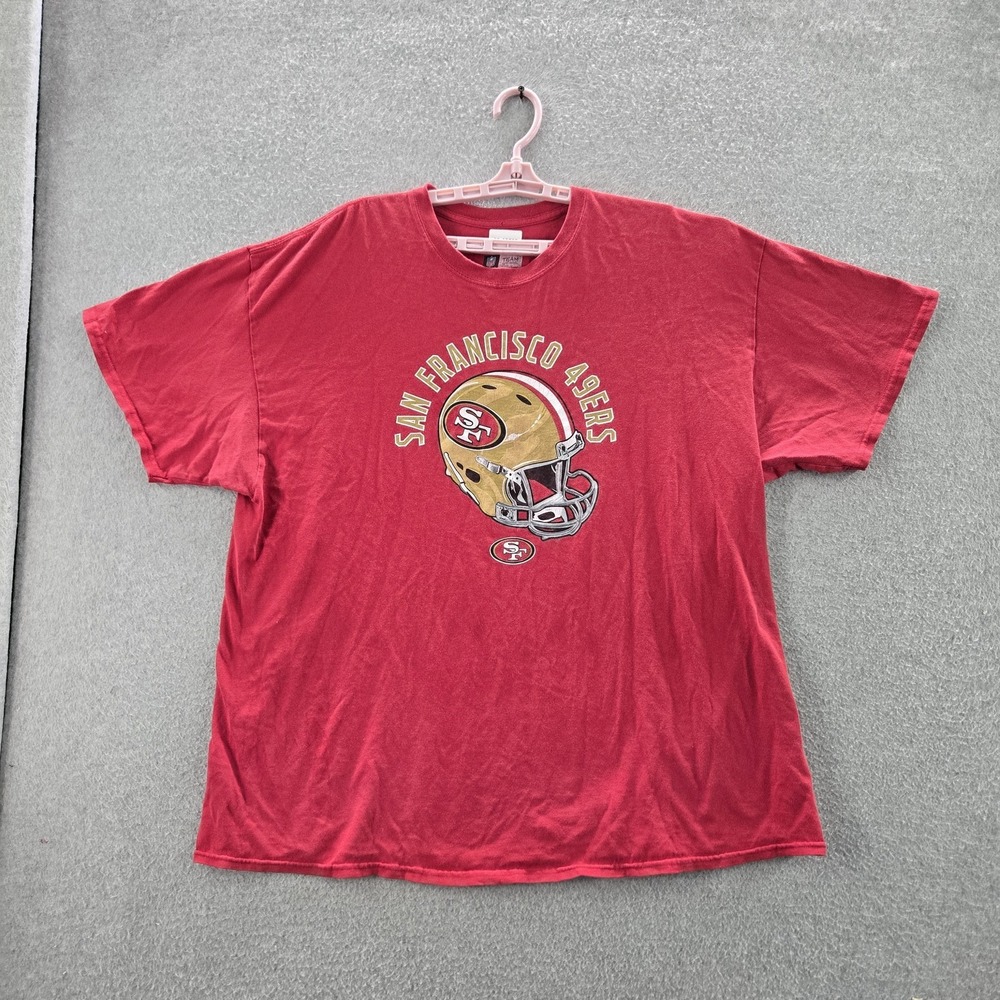 San Francisco 49ers Men Shirt 2XL Red Team Apparel Helmet Logo Short Sleeve